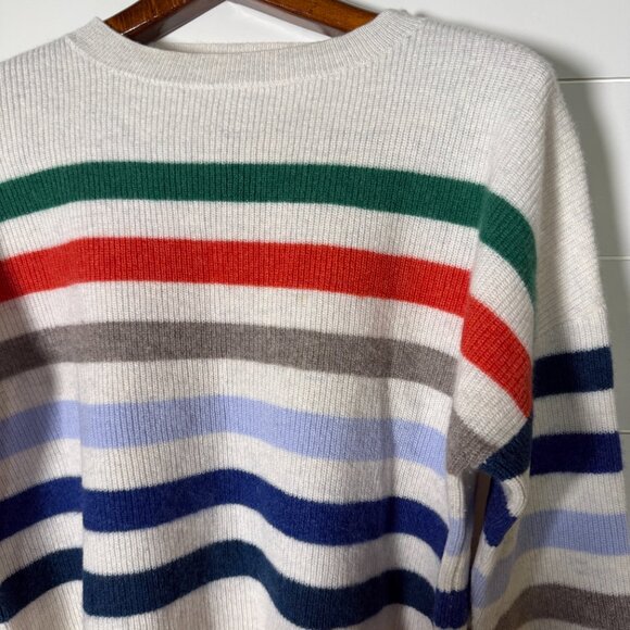 Kinross Cashmere 100% Cashmere Multi-Colored Stripe Long Sleeve Sweater Sz M - Picture 5 of 5